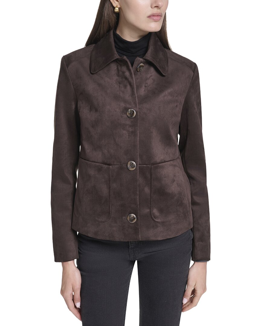 Cole Haan | Womens | Novelty Faux Suede Jacket | Chocolate