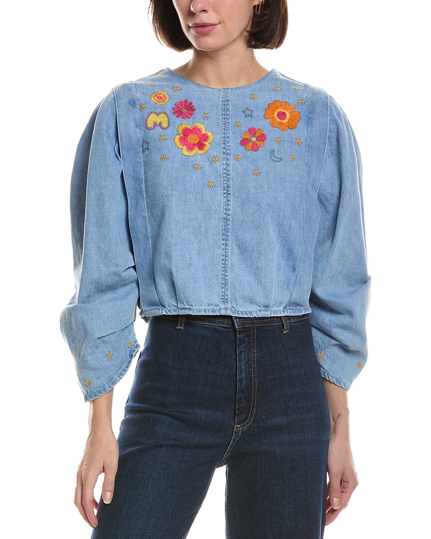 MOTHER | Womens | The Heyday Puff Sleeve Top | Blue
