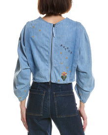 MOTHER | Womens | The Heyday Puff Sleeve Top | Blue