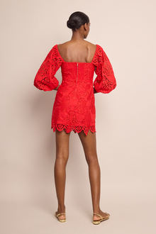 Montauk Dress | Red Embroidered Eyelet