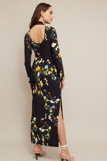 Ava Dress | Black Pressed Flower