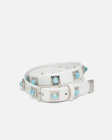 White belt with turquoise stones