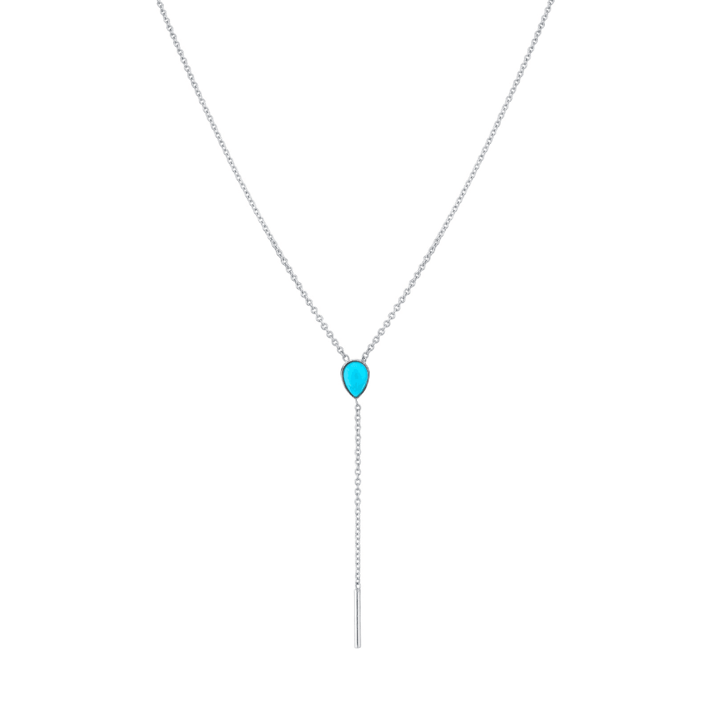 Women | Turquoise Stillwater Lariat | 14k White Gold