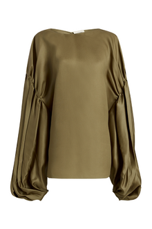 KHAITE Quico Toffee Sheer Organza Top