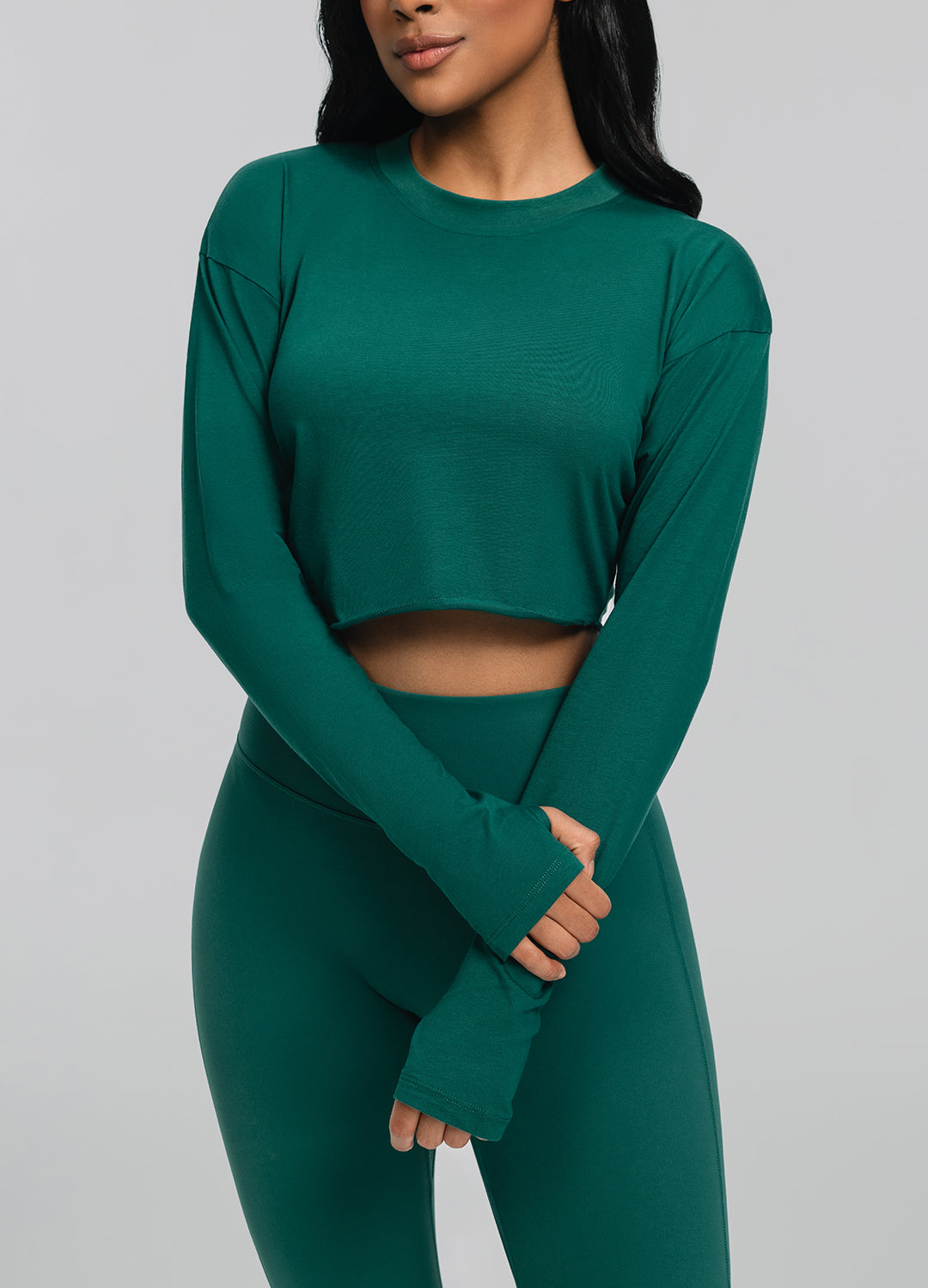 Cropped Long Sleeve | Dark Moss