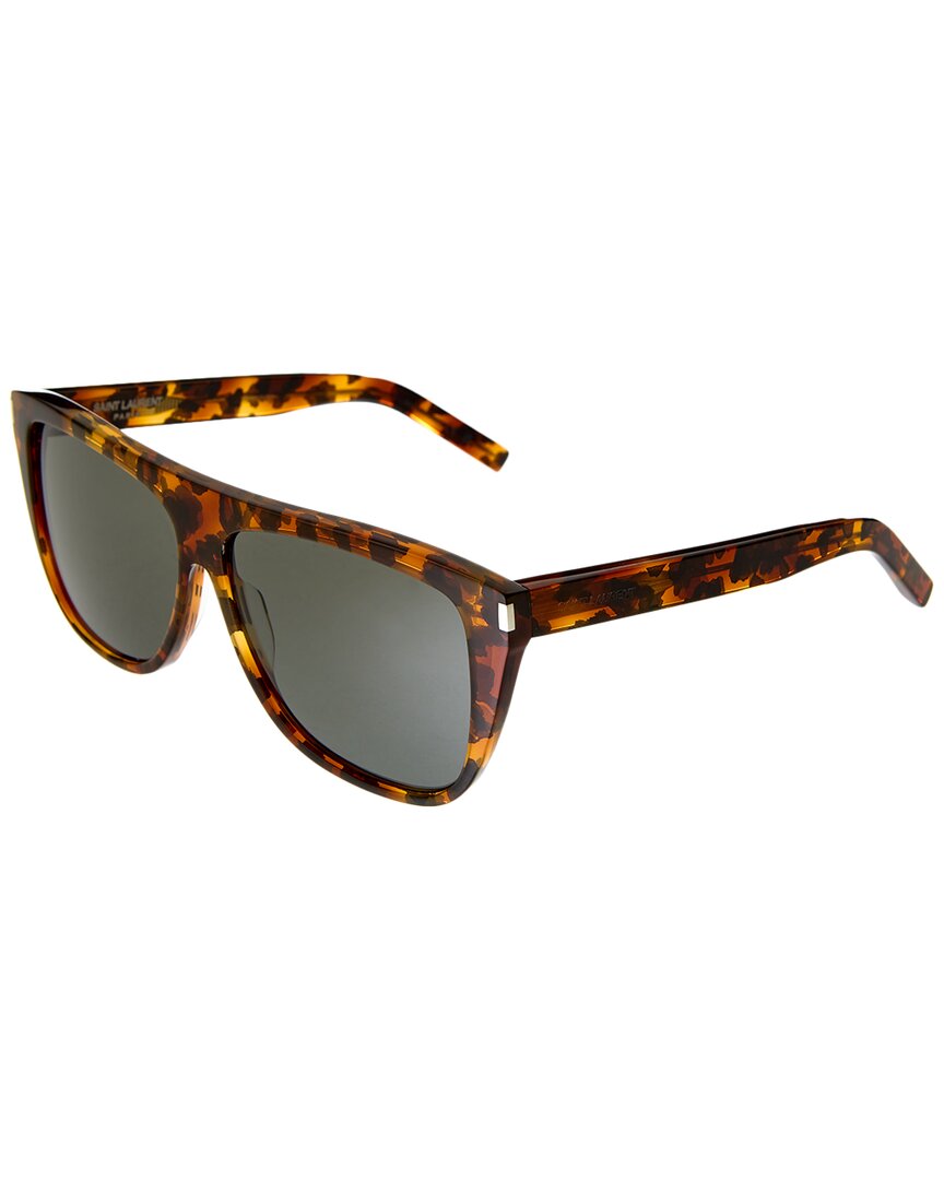 Saint Laurent | Unisex | SL1 59mm Sunglasses | Shiny Brown Leopard | Grey Lens