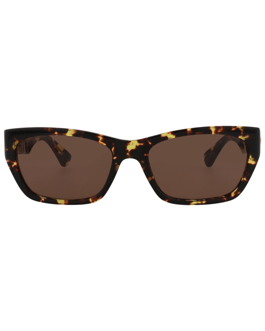 Bottega Veneta | Unisex | BV1143S 55mm Sunglasses | Shiny Spotted Havana | Brown Lens
