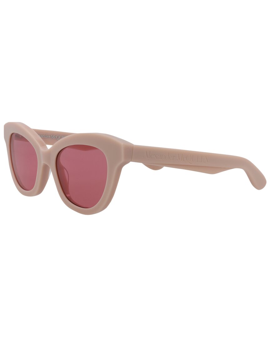 Alexander McQueen | Womens | AM0391S 51mm Sunglasses | Pink | Red Lens