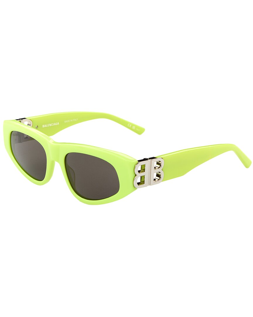 Balenciaga | Womens | BB0095S 53mm Sunglasses | Shiny Solid Fluo Yellow | Grey Tinted Lens