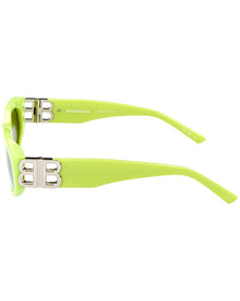 Balenciaga | Womens | BB0095S 53mm Sunglasses | Shiny Solid Fluo Yellow | Grey Tinted Lens