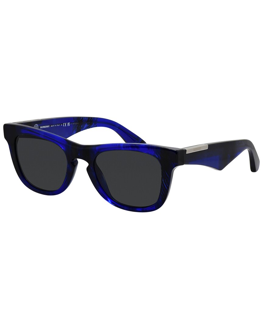 Burberry | Mens | 50mm Sunglasses | Check Blue | Dark Grey Lens