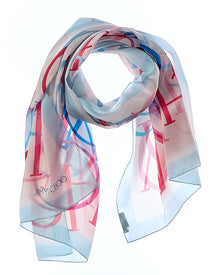 Jimmy Choo | Womens | Logo Silk Scarf | Blue