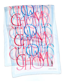 Jimmy Choo | Womens | Logo Silk Scarf | Blue
