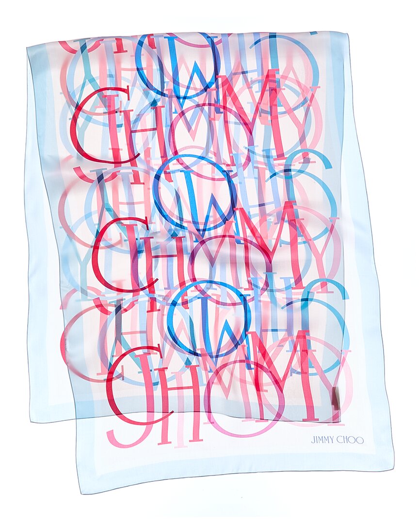 Jimmy Choo | Womens | Logo Silk Scarf | Blue