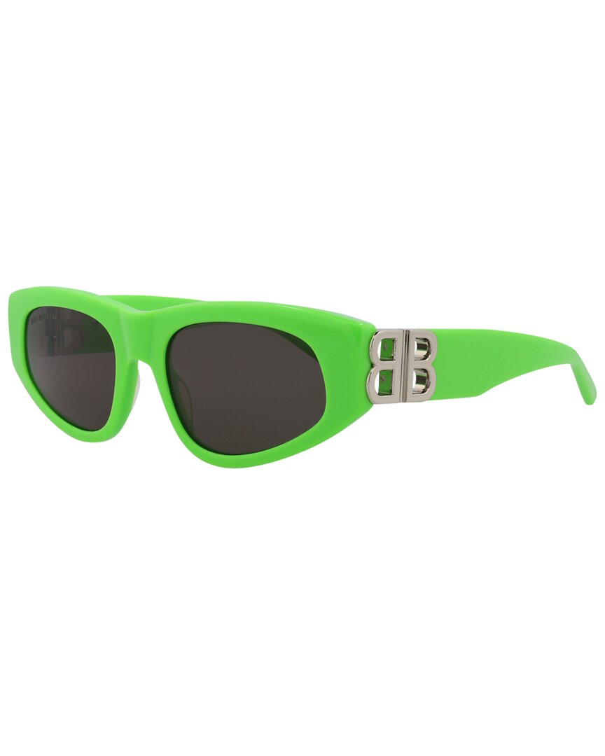 Balenciaga | Womens | BB0095S 53mm Sunglasses | Shiny Fluo Green | Grey Tinted Lens