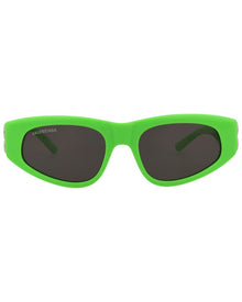 Balenciaga | Womens | BB0095S 53mm Sunglasses | Shiny Fluo Green | Grey Tinted Lens