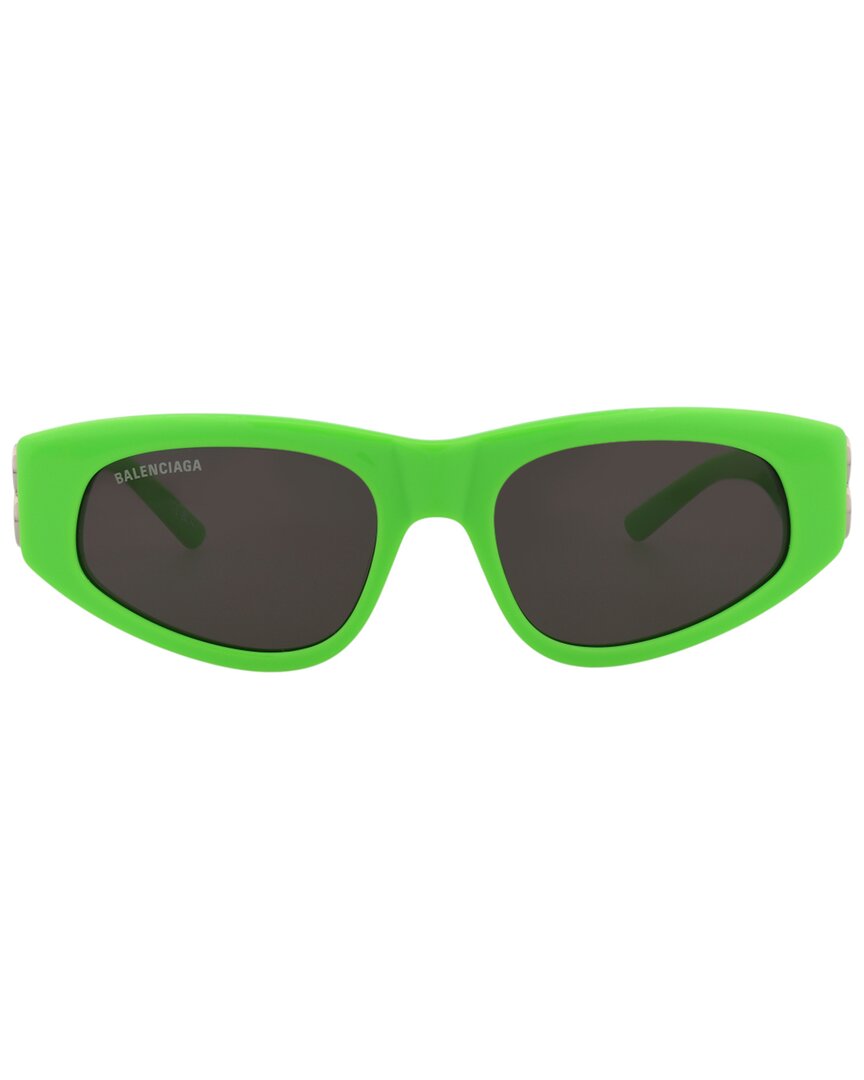 Balenciaga | Womens | BB0095S 53mm Sunglasses | Shiny Fluo Green | Grey Tinted Lens