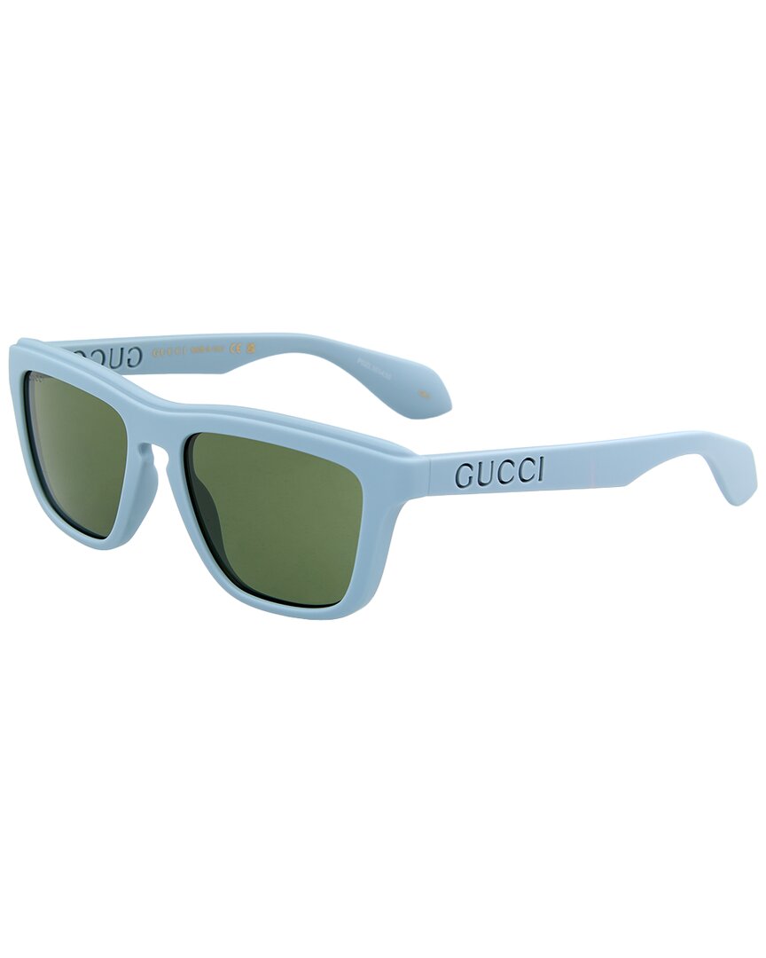 Gucci | Mens | GG1571S 55mm Sunglasses | Light Blue | Green Lens