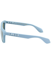 Gucci | Mens | GG1571S 55mm Sunglasses | Light Blue | Green Lens