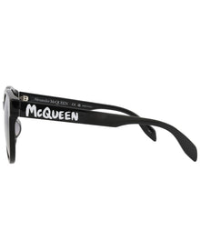 Alexander McQueen | Womens | AM0349SA 55mm Sunglasses | Shiny Black | Grey Gradient Lens