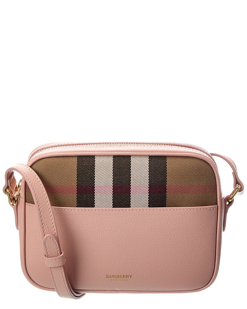 Burberry | Womens | Small Check Canvas & Leather Camera Bag | Pink