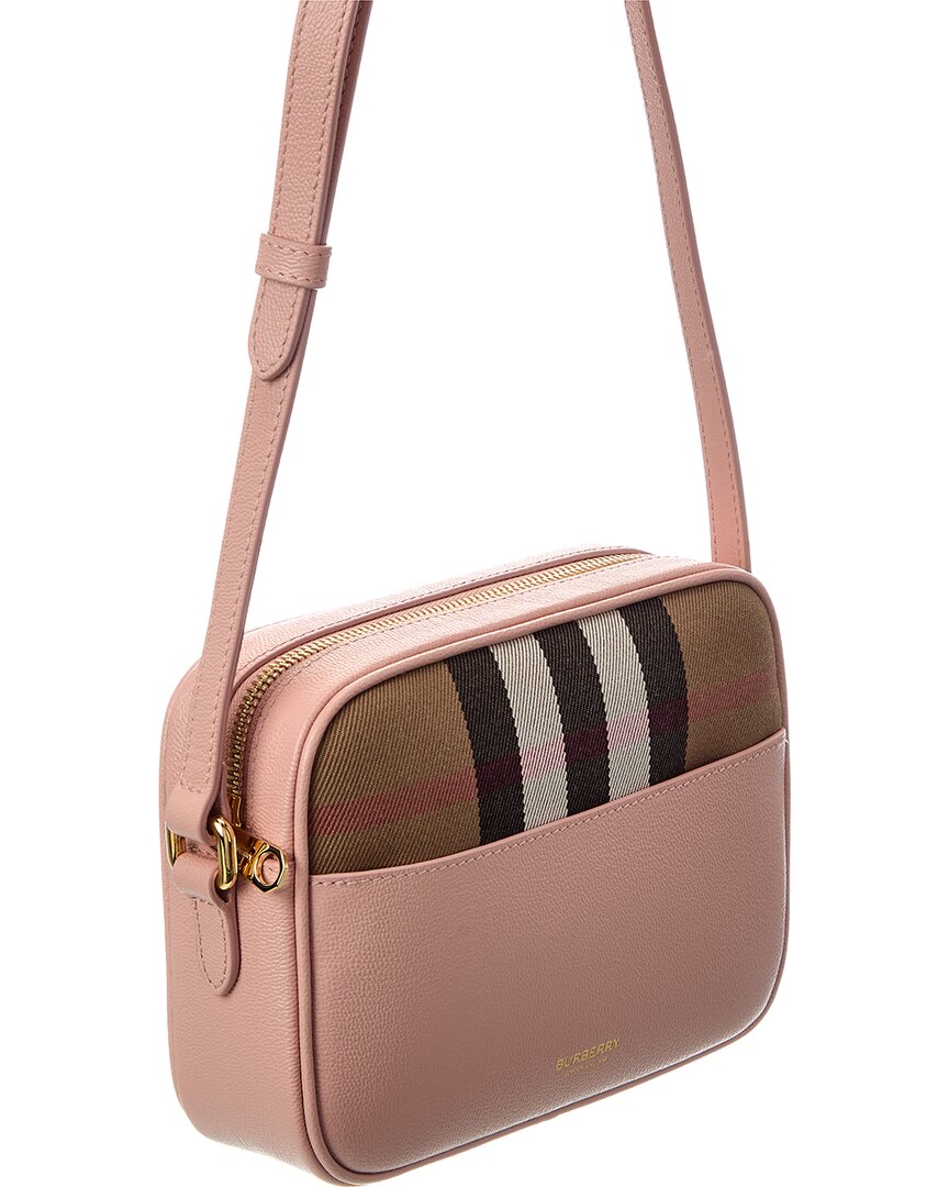 Burberry | Womens | Small Check Canvas & Leather Camera Bag | Pink