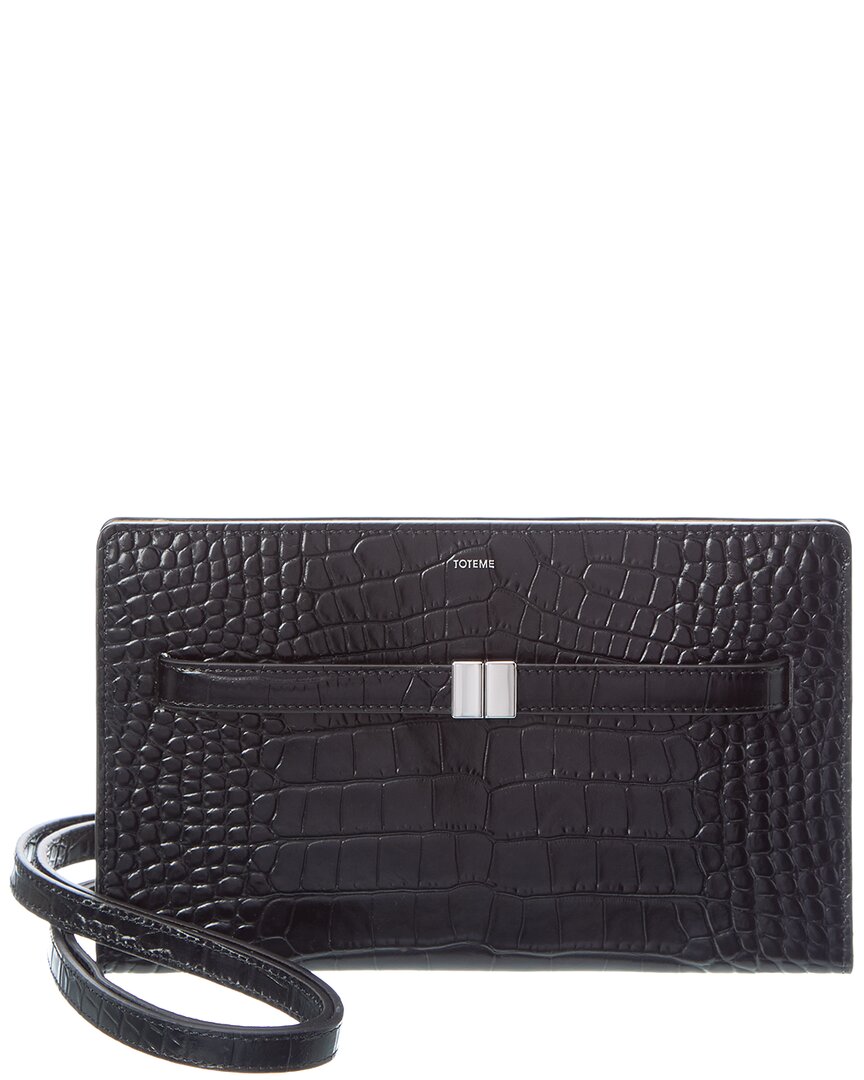 TOTEME | Womens | Croc-Embossed Leather Crossbody - I | Black