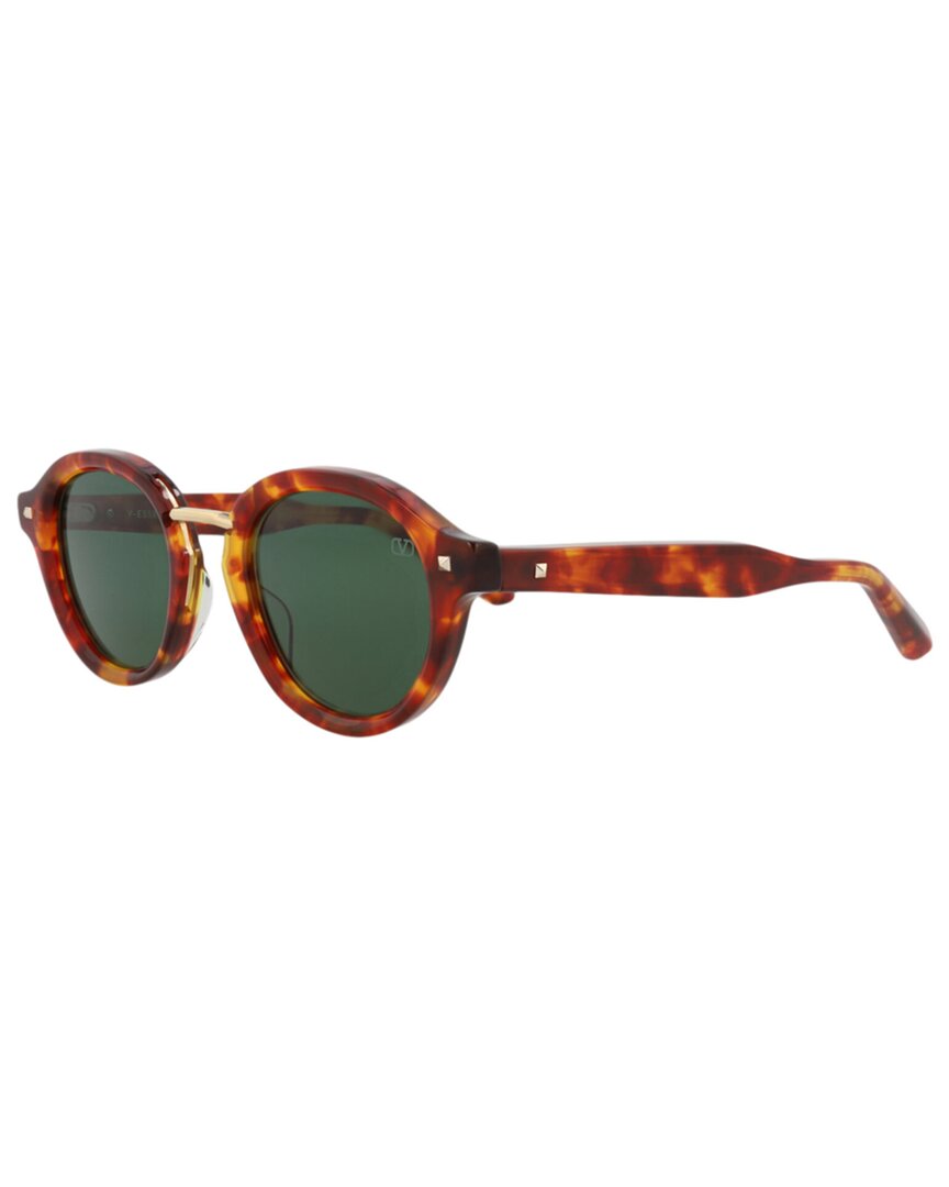 Valentino | Unisex | VLS-132C 46mm Sunglasses | Honey Tortoise/Light Gold | Dark Green Lens
