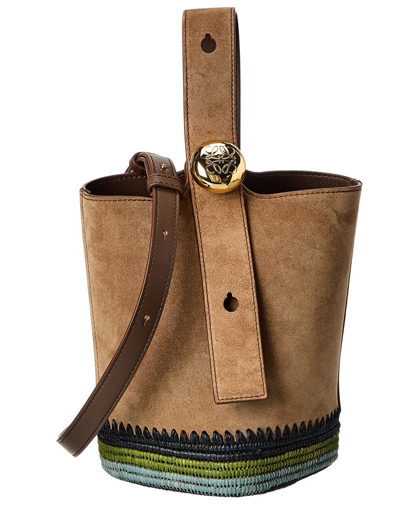 Loewe | Womens | Pebble Mini Leather Bucket Bag | Brown