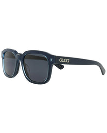 Gucci | Mens | 55mm Sunglasses | Shiny Bilayer Transparent Azure/Blue | Grey/Blue Tinted Lens