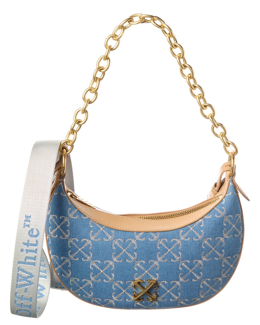 Off-White | Womens | Hemisphere Denim & Leather Shoulder Bag | Blue