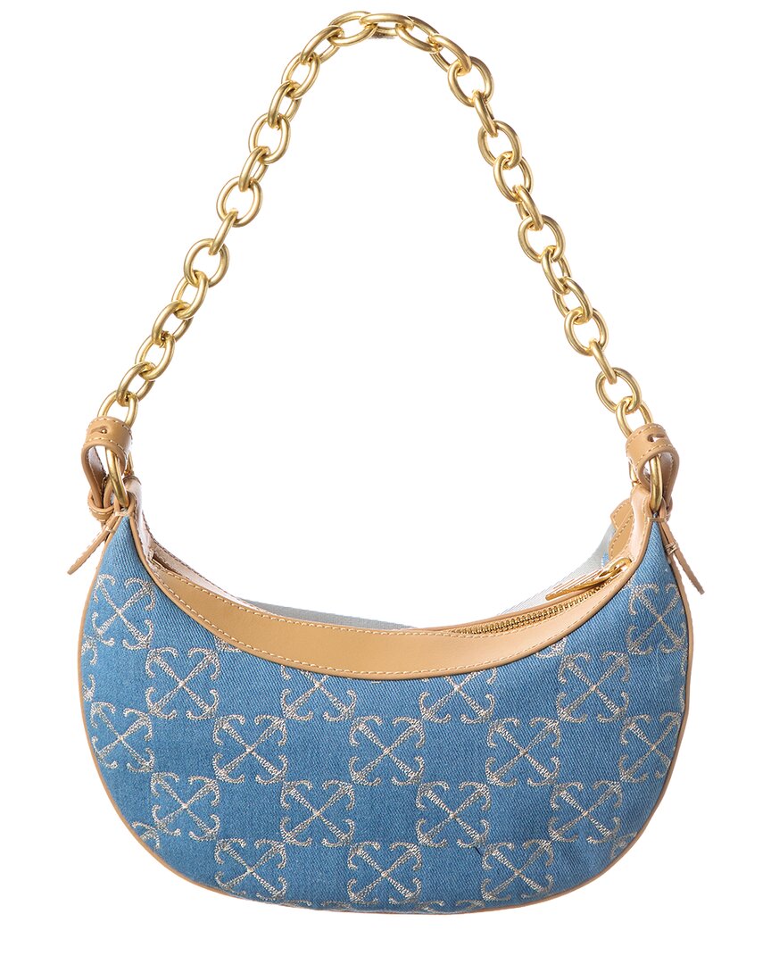 Off-White | Womens | Hemisphere Denim & Leather Shoulder Bag | Blue