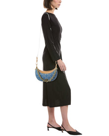 Off-White | Womens | Hemisphere Denim & Leather Shoulder Bag | Blue