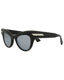 Bottega Veneta | Womens | BV1004S 47mm Sunglasses | Black/Silver | Grey Lens