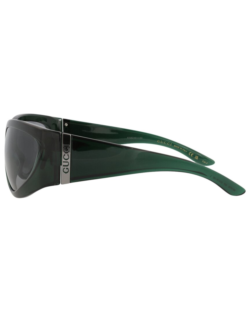 Gucci | Mens | GG1575S 63mm Sunglasses | Shiny Transparent Green | Grey Tinted Lens