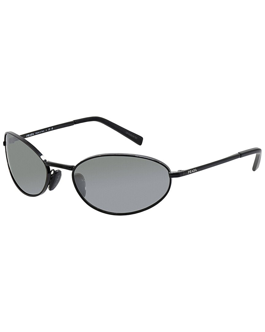 Prada | Womens | 0PR A59S 59mm Sunglasses | Black | Grey/Silver Mirrored Lens