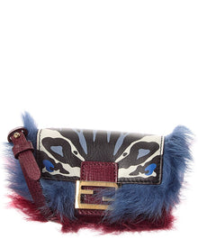 FENDI | Womens | Nano Baguette Leather Bag Charm | Blue