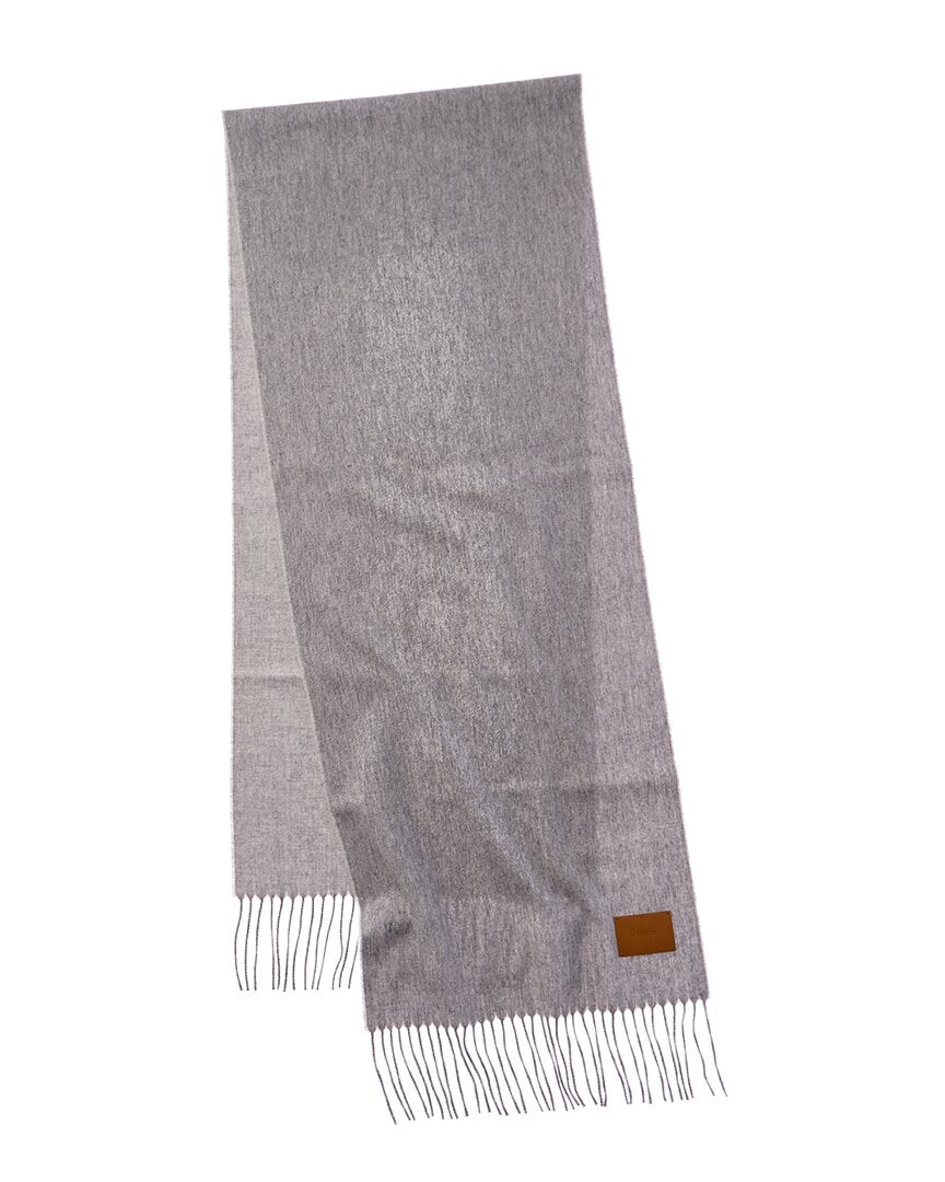 Vince | Unisex | Double-Face Solid Long Leather-Trim Wool & Cashmere-Blend Scarf | Grey