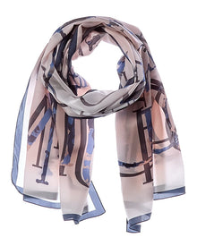 Jimmy Choo | Womens | Logo Silk Scarf | Pink/Navy Multi