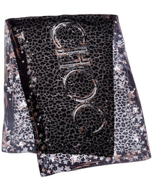 Jimmy Choo | Womens | Logo Silk Scarf | Grey/Leopard Print Multi