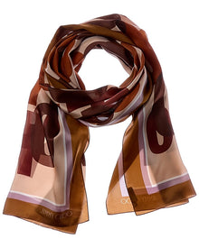 Jimmy Choo | Womens | Logo Silk Scarf | Brown Multi