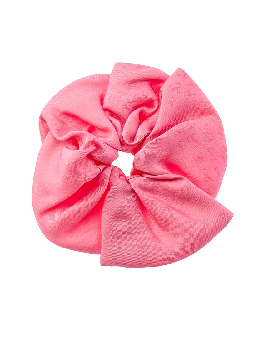 Jimmy Choo | Womens | Logo Silk Scrunchie | Pink Jacquard