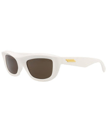 Bottega Veneta | Unisex | 54mm Sunglasses | Shiny Ivory | Brown Tinted Lens