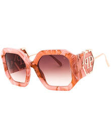 Philipp Plein | Womens | PHILIPP PLEIN SPP067 54mm Sunglasses | Opal Fuchsia Marbled Pink | Rose Brown Gradient Lens