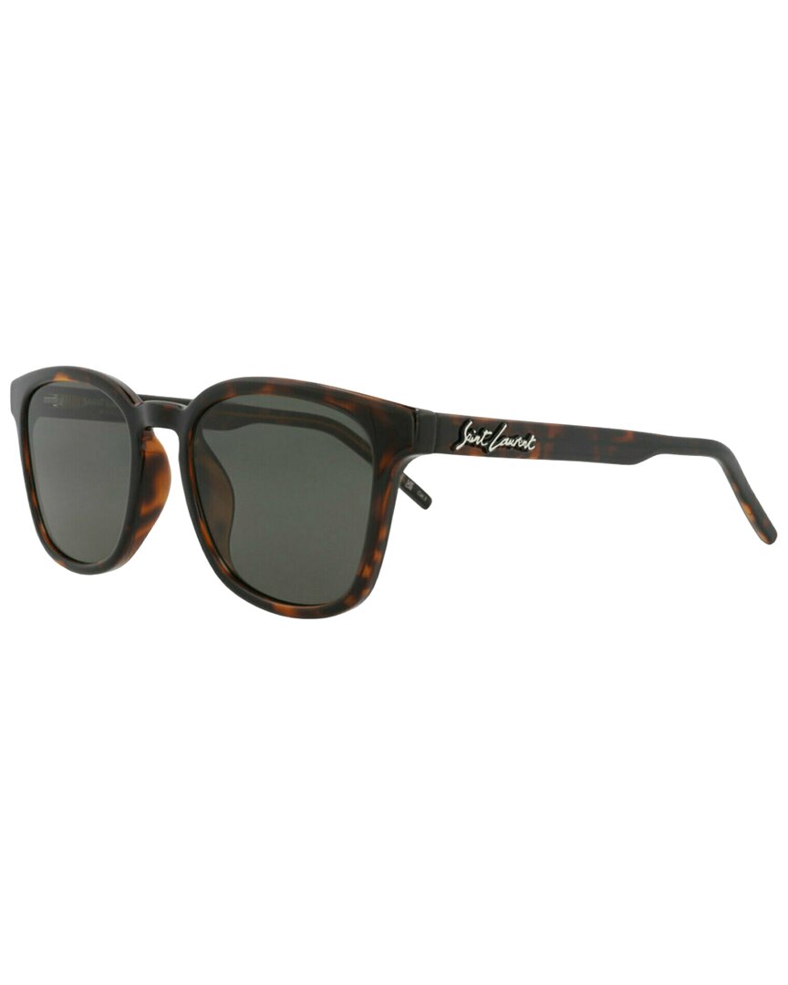 Saint Laurent | Unisex | 54mm Sunglasses | Shiny Dark Havana | Grey Tinted Lens