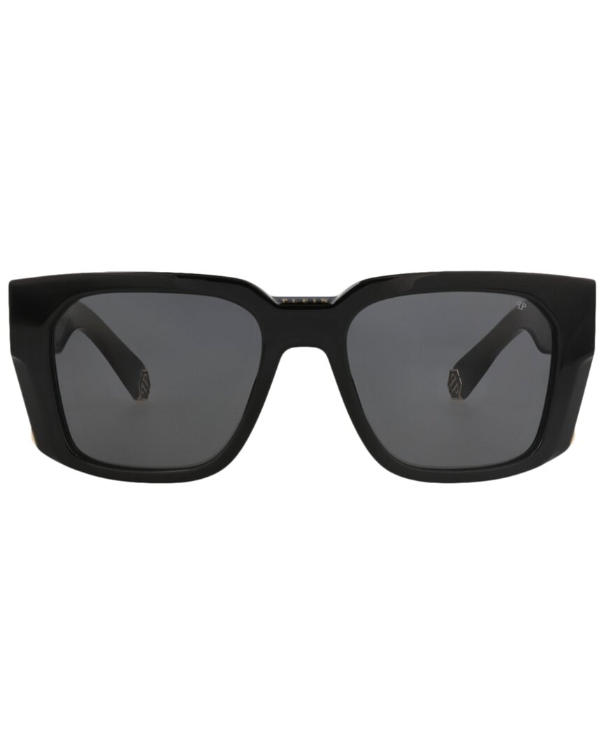 Philipp Plein | Mens | 54mm Sunglasses | Shiny Black | Smoke Tinted Lens
