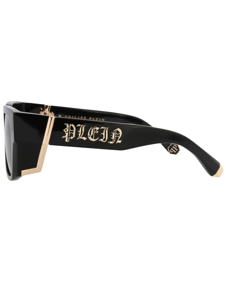 Philipp Plein | Mens | 54mm Sunglasses | Shiny Black | Smoke Tinted Lens