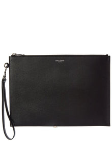 Saint Laurent | Mens | Paris Zipped Leather Tablet Holder | Black