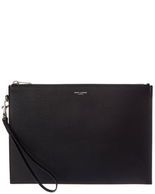 Saint Laurent | Mens | Paris Zipped Leather Tablet Holder | Black