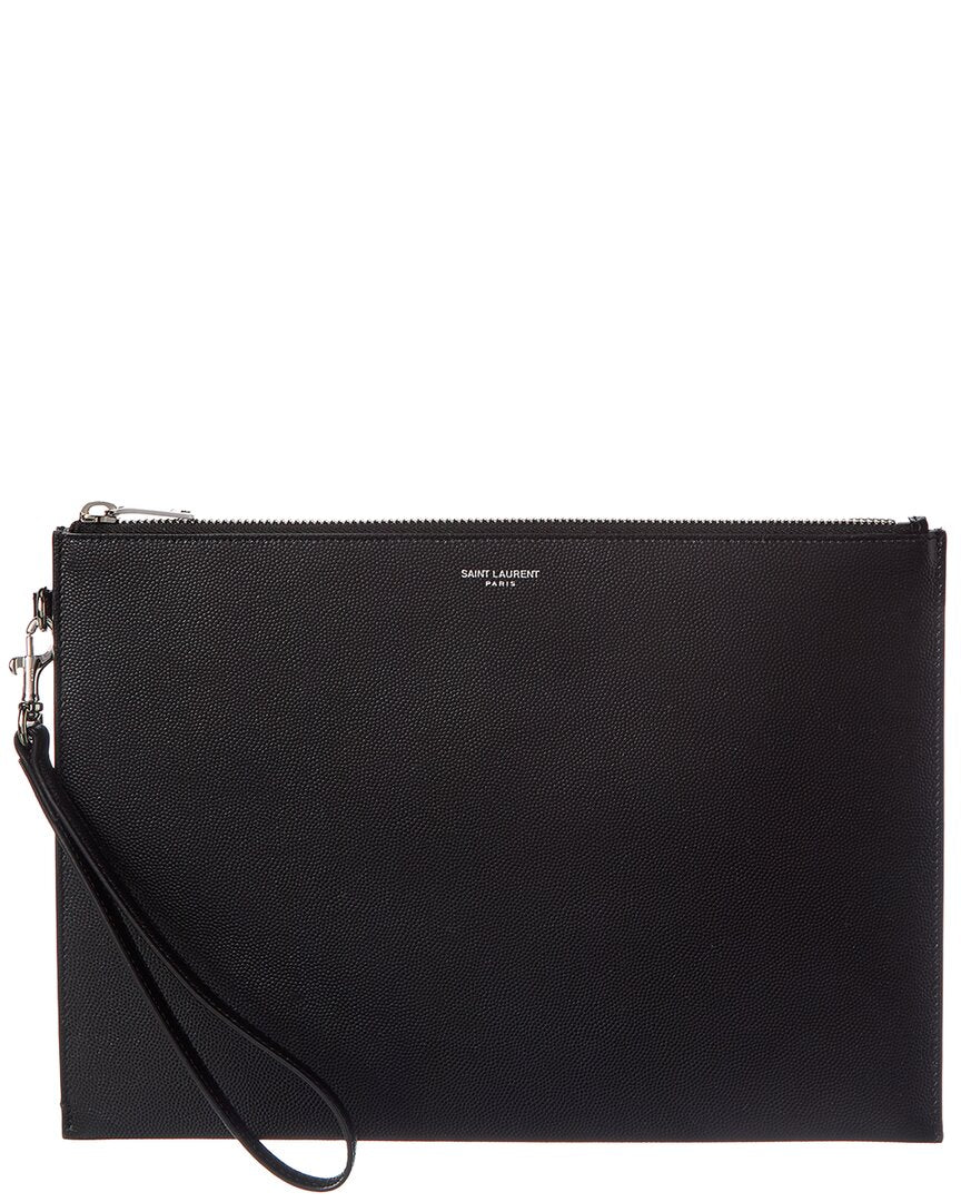 Saint Laurent | Mens | Paris Zipped Leather Tablet Holder | Black